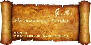 Günszberger Alinka névjegykártya